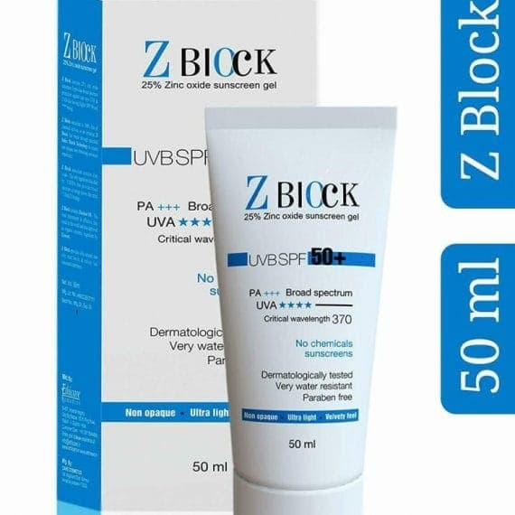 Z-Block sunscreen product packaging for daily skincare support